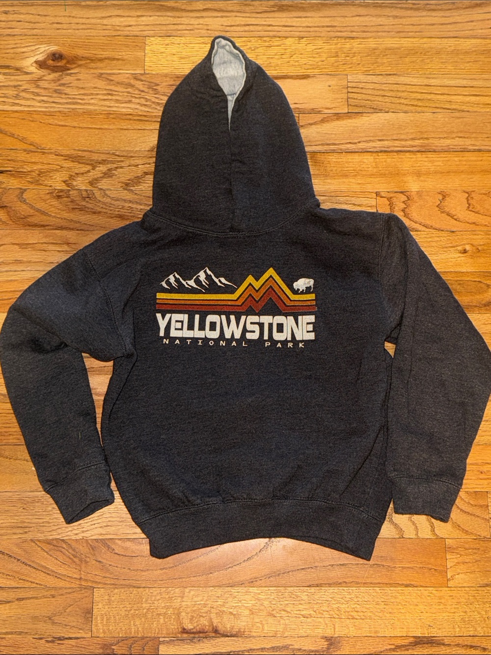 Yellowstone National Park kids Hooded Sweatshirt - Charcoal—fits like small